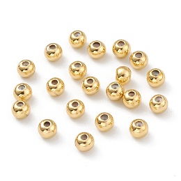 Honeyhandy Brass Beads, with Rubber Inside, Slider Beads, Stopper Beads, Long-Lasting Plated, Round, Real 18K Gold Plated, 4x3mm, Hole: 1mm