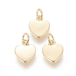 Honeyhandy Brass Charms, with Jump Ring, Long-Lasting Plated, Heart, Real 18K Gold Plated, 12x9.5x1.5mm, Hole: 3mm