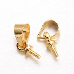 Honeyhandy Brass Peg Bails Pendants, For Half Drilled Beads, Golden, 11x4.5x3mm, Hole: 4x3.5mm, Pin: 1mm