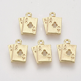 Honeyhandy Brass Charms, Real 18K Gold Plated, Playing Card, 11x8.5x1.5mm, Hole: 1mm