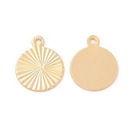 Honeyhandy Brass Charms, Nickel Free, Real 18K Gold Plated, Flat Round, 12x9x0.5mm, Hole: 1mm