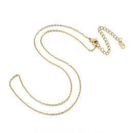 Honeyhandy Vacuum Plating 304 Stainless Steel Necklaces, Cable Chain Necklaces, Real 18K Gold Plated, 16.14 inch(41cm)