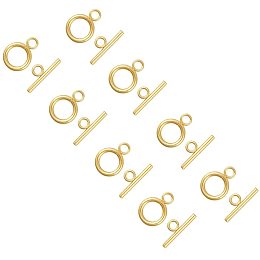 UNICRAFTALE About 5 Sets 304 Stainless Steel Toggle Clasps Golden Bar and Ring Clasps End Clasps Connectors Jewelry Components for Bracelet Necklace Jewelry Making