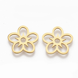 Honeyhandy 201 Stainless Steel Filigree Joiners, Flower, Golden, 16x16.5x1mm, Hole: 2.5mm