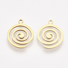 Honeyhandy 201 Stainless Steel Pendants, Laser Cut Pendants, Vortex, Golden, 18x15x1mm, Hole: 1.5mm