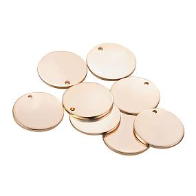 BENECREAT 24 PCS  Gold Plated Flat Round Shape Blank Pendants Stamping Blanks for Bracelet Earring Pendant Charms Dog Tags - 16mm in Diameter