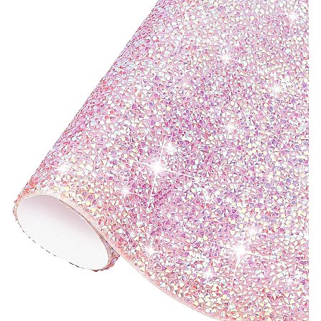 FINGERINSPIRE Bling Crystal Resin Rhinestones Sticker Sheet (Pink, 15.5x9.3 Inch) DIY Self-Adhesive Glitter Sticker for Shoes Clothing Phone Case Car Christmas Halloween Decorations