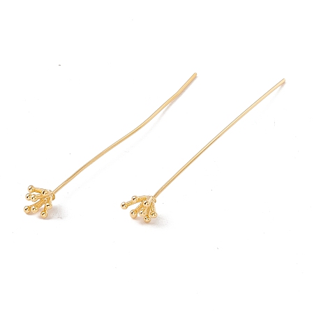 Honeyhandy Brass Flower Head Pins, Golden, 49mm, Pin: 21 Gauge(0.7mm), Flower: 6x5mm