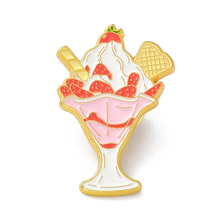 ARRICRAFT Ice-cream Enamel Pin, Funny Alloy Enamel Brooch for Backpacks Clothes, Golden, Orange Red, 29x19x9mm