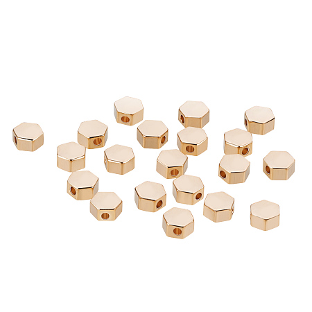 BENECREAT 20 PCS  Gold Plated Beads Metal Beads for DIY Jewelry Making and Other Craft Work - 5x5.5x3mm, Hexagon Shape