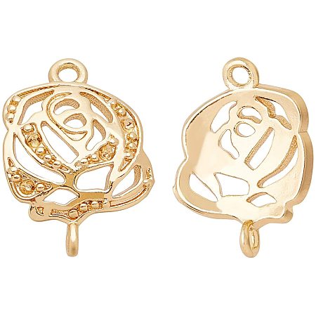 BENECREAT 20pcs Brass Flower Charm 18K Gold Plated Flower Pendants(15.5x10x2mm) for Bracelet Earring Jewelry Making Crafting Findings Accessory