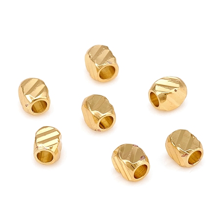 Honeyhandy Brass Spacer Beads, Long-Lasting Plated, Textured, Rondelle, Golden, 3x2.5x2.5mm, Hole: 1.6mm