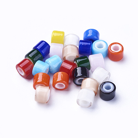 ARRICRAFT Handmade Lampwork Beads, Column, Mixed Color, 7.5~8x6~6.5mm, Hole: 3mm