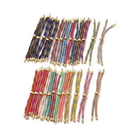 Honeyhandy Nylon Cord Silder Bracelets, for Connector Charm Bracelet Making, with Rack Plating Golden Brass Findings, Long-Lasting Plated, Cadmium Free & Lead Free, Mixed Color, 8-5/8~9 inch(22~22.8cm), 0.3cm, Hole: 2.6mm