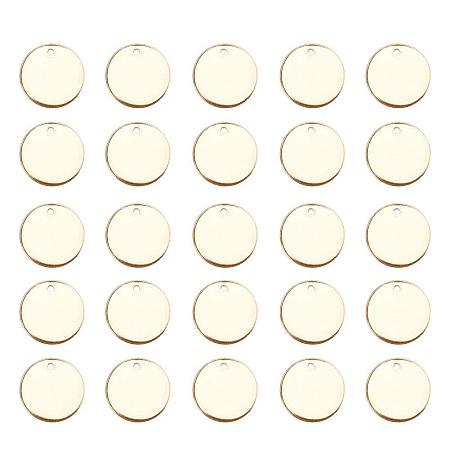 ARRICRAFT 100 Pcs 304 Stainless Steel Flat Round Blank Stamping Tag Pendants Charms Diameter 15mm Jewelry Making Golden