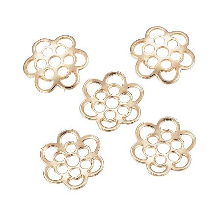 ARRICRAFT About 10pcs 304 Stainless Steel Bead Caps for Bracelet Necklace Earrings Jewelry Making Crafts, Flower, 6-Petal, Golden, 14x13x1.5mm, Hole: 2~2.5mm