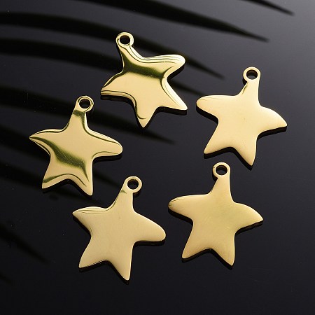 Honeyhandy 304 Stainless Steel Pendants, Manual Polishing, Blank Stamping Tags, Starfish, Golden, 29x25x1.8mm, Hole: 2.3mm