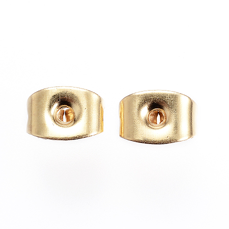 Honeyhandy 304 Stainless Steel Ear Nuts, Friction Earring Backs for Stud Earrings, Golden, 6x4x3.5mm, Hole: 0.8mm