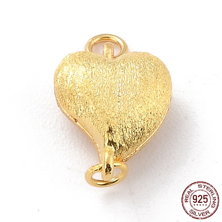 Honeyhandy 925 Sterling Silver Magnetic Clasps, With Jump Rings, Textured Heart, Golden, 12x9x5mm, Hole: 1.2mm