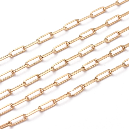 ARRICRAFT Soldered Brass Paperclip Chains, Drawn Elongated Cable Chains, Long-Lasting Plated, Real 18K Gold Plated, 6x2.5x0.6mm