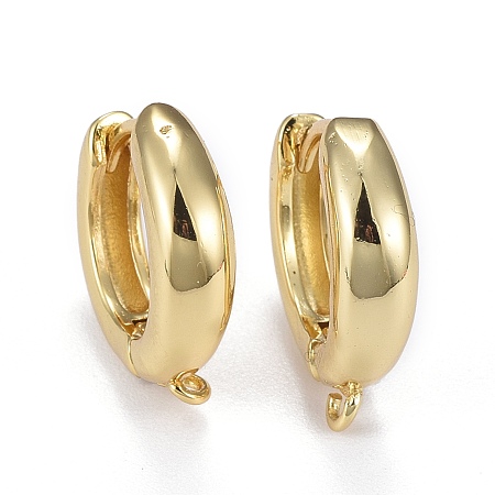 Honeyhandy Brass Hoop Earrings, Huggie Hoop Earring Finding, Long-Lasting Plated, with Horizontal Loop, Ring, Real 18K Gold Plated, 16x15x2~4mm, Hole: 1.2mm, Pin: 1mm