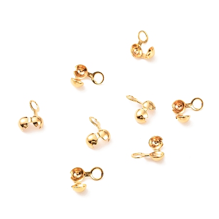 Honeyhandy Brass Bead Tips, Long-Lasting Plated, Real 18K Gold Plated, 7x6mm, Hole: 2mm, Inner Diameter: 2.5mm