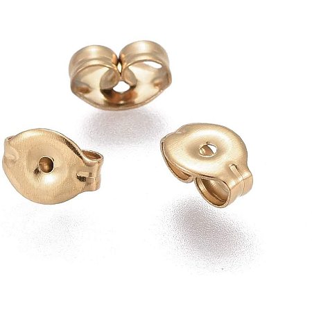 UNICRAFTALE 10pcs Stainless Steel Ear Nuts 0.8mm Small Hole Earring Backs Replacement Golden Metal Pendant Earring Nut Findings for Earring Jewelry Making 6x4.5x3mm