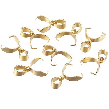 Arricraft 10PCS 304 Stainless Steel Pinch Bails Pendant Bails Clasp Dangle Charm Bead Pendant Connector Findings for Pendants Necklace Jewelry DIY Craft Making-Golden
