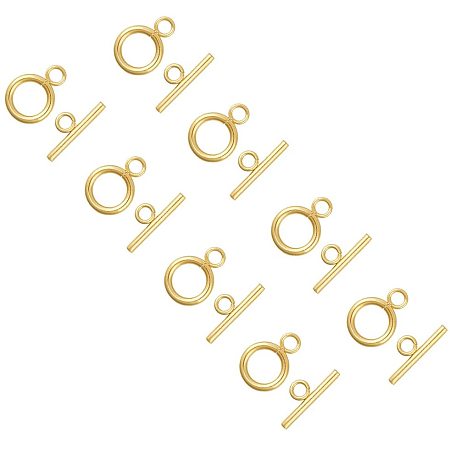 UNICRAFTALE About 5 Sets 304 Stainless Steel Toggle Clasps Golden Bar and Ring Clasps End Clasps Connectors Jewelry Components for Bracelet Necklace Jewelry Making