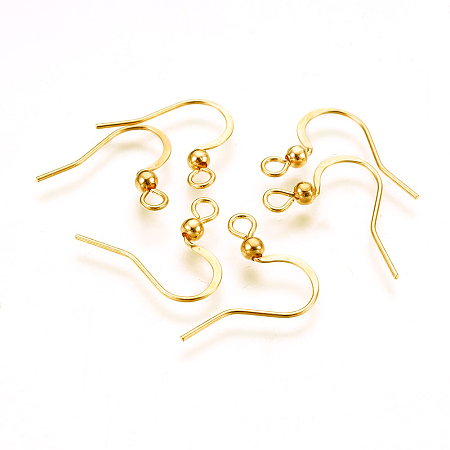 Honeyhandy 316 Surgical Stainless Steel Earring Hooks, Ear Wire, with Horizontal Loop, Real 18K Gold Plated, 16x16~19.5x3mm, Hole: 2mm, Pin: 0.7mm