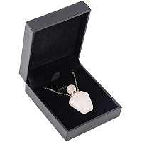 NBEADS 2ml Perfume Bottle Pendants, Faceted Natural Rose Quartz Bottle Necklace Pendant with 2 Pcs Jump Rings and 45cm Cable Chain