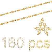 SUNNYCLUE 16 Feet Beaded Pull Chain Brass Ball Bead Chains Jewelry Making Kits Include Chain Connectors Bead Tips Alloy Lobster Claw Clasps for DIY Necklace Bracelet Jewelry Making, Golden