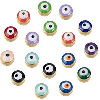NBEADS 24 Pcs Diameter 5.5mm Evil Eye Alloy Enamel Jewelry Beads, 12 Assorted Color Round Golden Plated Evil Eye Lampwork Charms Spacer Beads DIY Jewelry Findings for Necklace Pendant Jewelry Making