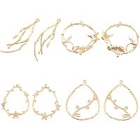 BENECREAT 16Pcs 4 Types Brass Pendants Real 18K Gold Plated Teardrop Pendants Gold Circle Round Pendants with Loops for Jewelry Making and Necklace