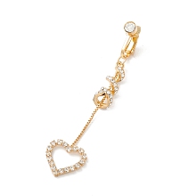 Honeyhandy Long Tassel with Heart Crystal Rhinestone Charm Belly Ring, Clip On Navel Ring, Non Piercing Jewelry for Women, Golden, 73mm