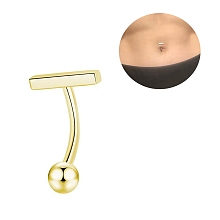 Honeyhandy 304 Stainless Steel T-Shaped Curved Barbell, Piercing Navel Ring for Women, Golden, 18x12mm, Pin: 1.6mm