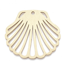 Honeyhandy Aluminium Big Pendants, Laser Cut Big Pendants, Scallop Shell Shape, Golden, 50x45x1mm, Hole: 3mm