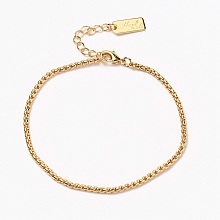 Honeyhandy Brass Box Chain Bracelets, with Lobster Claw Clasps,   Long-Lasting Plated, Word Hand Made, Real 18K Gold Plated, 6-7/8 inch(17.6cm)