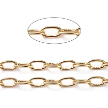 Honeyhandy Brass Paperclip Chains, Drawn Elongated Cable Chains, Soldered, with Spool, Oval, Long-Lasting Plated, Real 18K Gold Plated, 8x5x1mm, about 16.4 Feet(5m)/roll