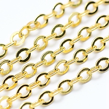 ARRICRAFT Brass Cable Chains, Soldered, Long-Lasting Plated, Flat Oval, Cadmium Free & Lead Free, Real 18K Gold Plated, Link: 2.5x2x0.3mm