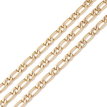 Ion Plating(IP) 304 Stainless Steel Mother-Son Chains, Unwelded, Decorative Chain, Golden, 4.5x1mm