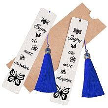 CRASPIRE 2PCS Enjoy the Next Chapter Bookmark Stainless Steel Lettering Bookmarks with Tassel Pendant and Kraft Paper Bag for Book Lovers Friends Teacher Students Gift