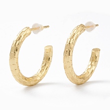 Honeyhandy Brass Half Hoop Earrings, with Steel Pin and Plastic Ear Nuts, Long-Lasting Plated, Semicircular, Real 18K Gold Plated, 21x21x3mm, Pin: 0.8mm