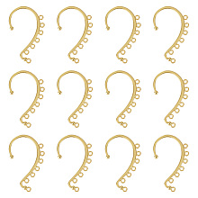 SUNNYCLUE 30Pcs Alloy Ear Cuff Findings, with 7 Horizontal Loop, Ear Wrap Earring Hooks for Non Piercing Earring Making, Golden, 58x35x2mm, Hole: 2.5mm