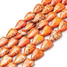 Honeyhandy Natural Imperial Jasper Bead Strands, Dyed, Heart, Orange, 20~20.5x15~15.5x6~6.8mm, Hole: 1.2mm, about 20pcs/strand, 14.76~15.08 inch(37.5~38.3cm)