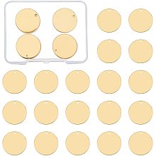 BENECREAT 30 Pack 20mm Stamping Tag Blanks Flat Round Links Connectors and Storage Box for Necklace Bracelet Dog Tags Making, Gold