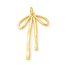 Honeyhandy Rack Plating Brass Pendants, Cadmium Free & Lead Free, Long-Lasting Plated, with Jump Ring, Bowknot, Real 18K Gold Plated, 30x18.5x2.5mm, Hole: 3mm