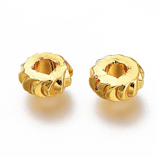 Honeyhandy Brass Spacer Beads, Long-Lasting Plated, Disc with Gear Edge, Golden, 5x2mm, Hole: 1.8mm