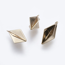 Honeyhandy Brass Charms, Rhombus, Golden, 17x9x9mm, Hole: 1mm