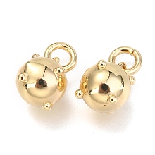 Honeyhandy Brass Charms, Round, Real 18K Gold Plated, 10x9x9mm, Hole: 3mm